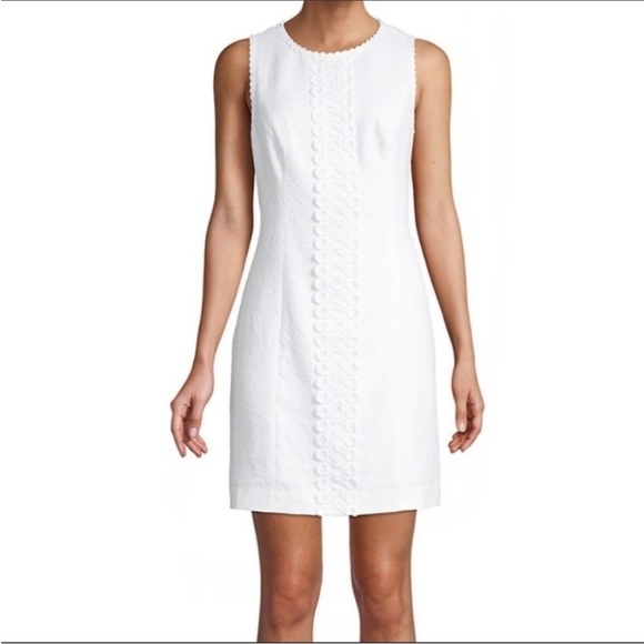 Lilly Pulitzer Women's Visit Mila Jacquard Shift Dress Lace Trim White Sz 2 - Picture 2 of 12